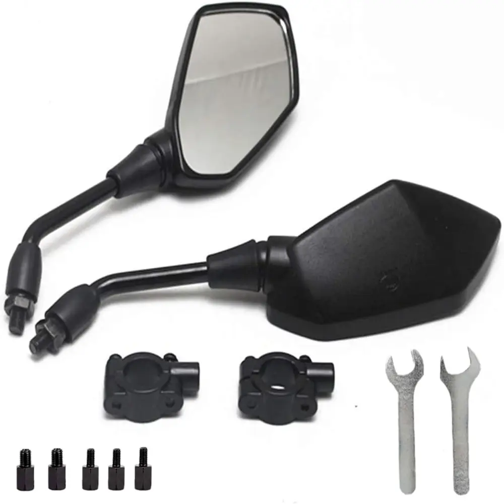2025 Upgraded Motorcycle Convex Rear View Mirror, Mirrors For Bike,For Motorcycle,For ATV,For Scooter, with M8 M10 Threaded Bolt, with 7/8 Handle Bar Mount Clamp Compatible with Cruiser,Suzuki,Honda,Victory