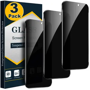 3 Pack Privacy Screen Protector for iPhone 17 16 15 14 13 12 11 Pro Max X XR 6 7 8 Plus SE, Anti Spy Tempered Glass Film, Bubble Free, Case Friendly