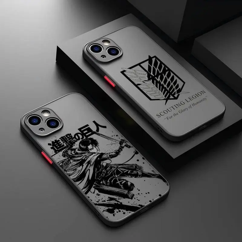 Attack on Titan Anime Printed Translucent Matte TPU-Polycarbonate Cellphone Cover for iPhone 17,16,16 Plus,15,14,13,12,11 Pro Max Air - Shockproof, Anti-Drop, Waterproof, Camera-Protection Handheld Devices Accessory, Style-1, Casing