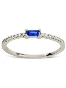 Sterling Silver Thin Sapphire CZ Stacking Birthstone Ring