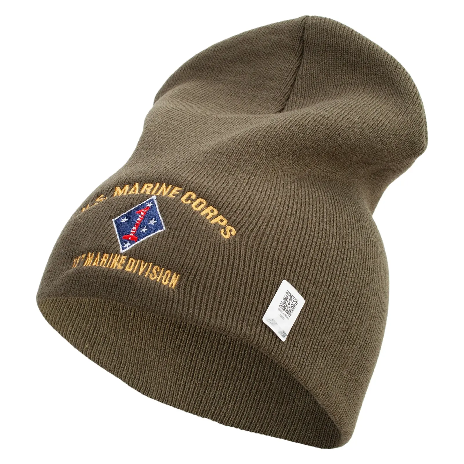 US Marine Corps 1st Marine Division Symbol Embroidered 8 Inch Solid Beanie