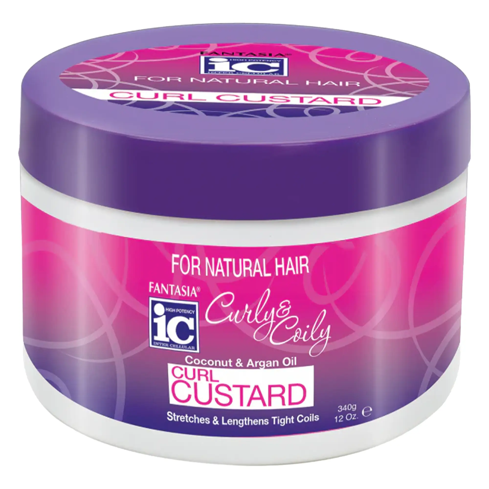 Fantasia IC Curl Custard with Coconut & Argan Oil, 12 oz - Daily Hydrating Hair Moisturizer Cream, Lightweight Leave-In Styler for Bouncy Curls, Shiny Smooth Hair, Moisture, Frizz Control, Nourishing, Fragrant, Conditioning, Cruelty-Free