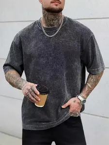 Men's retro T-shirt made of 100% pure cotton, short sleeved tops in various colors and sizes, suitable for work or ideal men's casual round neck loose sportswear