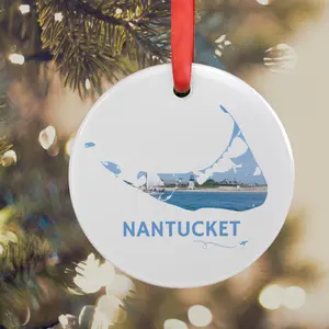 Nantucket Ornament | Brant Point Lighthouse & Sailboat Coastal Keepsake