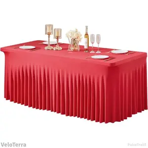 1 Pack Red Table Clothes for 6 Foot Rectangle Tables, One-Piece Wrinkle Resistant Stretch Spandex Table Covers Valentines Table Skirt for Event Banquet Wedding Birthday PartyVeloTerraPulseTrail5XX13Home sug