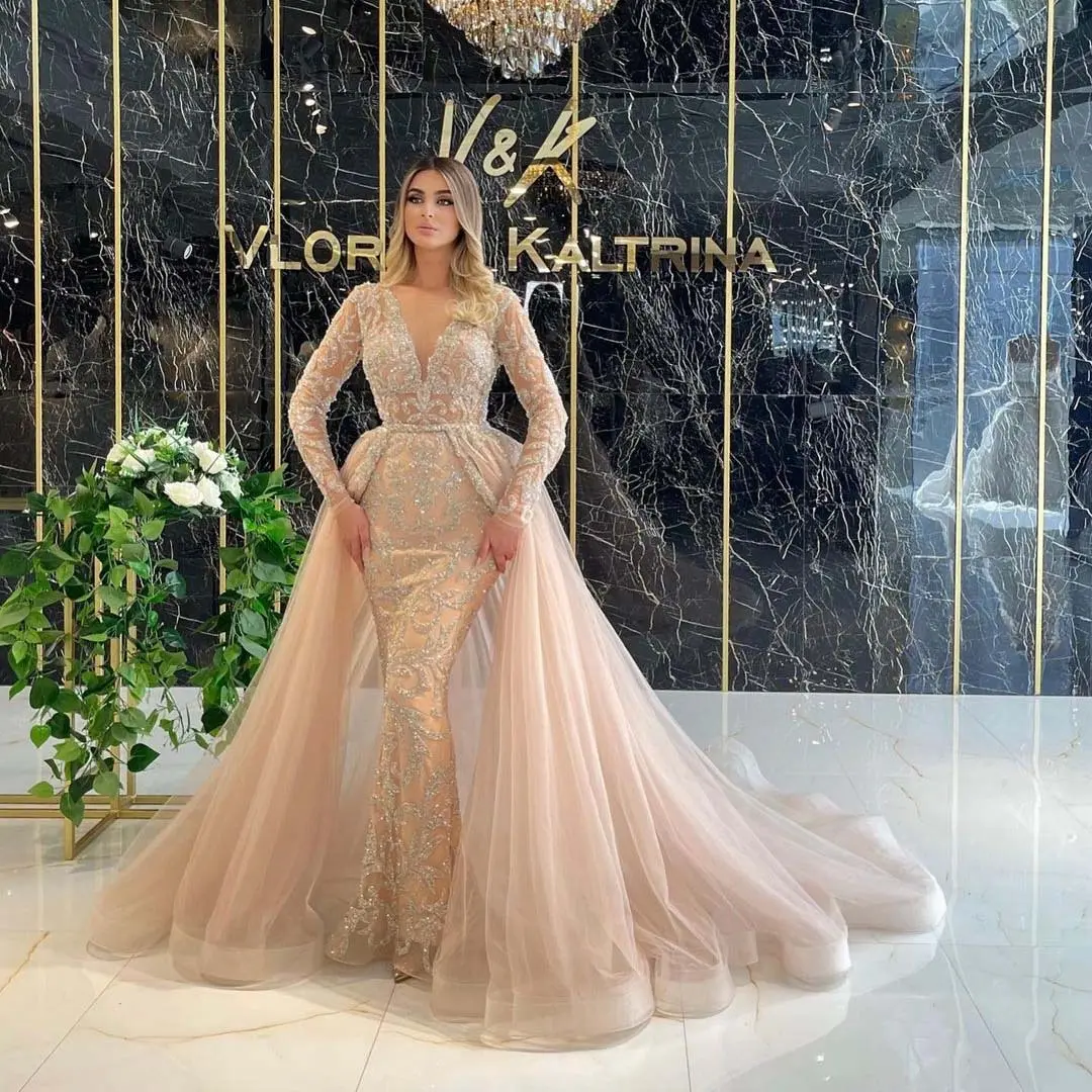 2025 women's dress temperament trailing French simple gold palace style mesh dress
