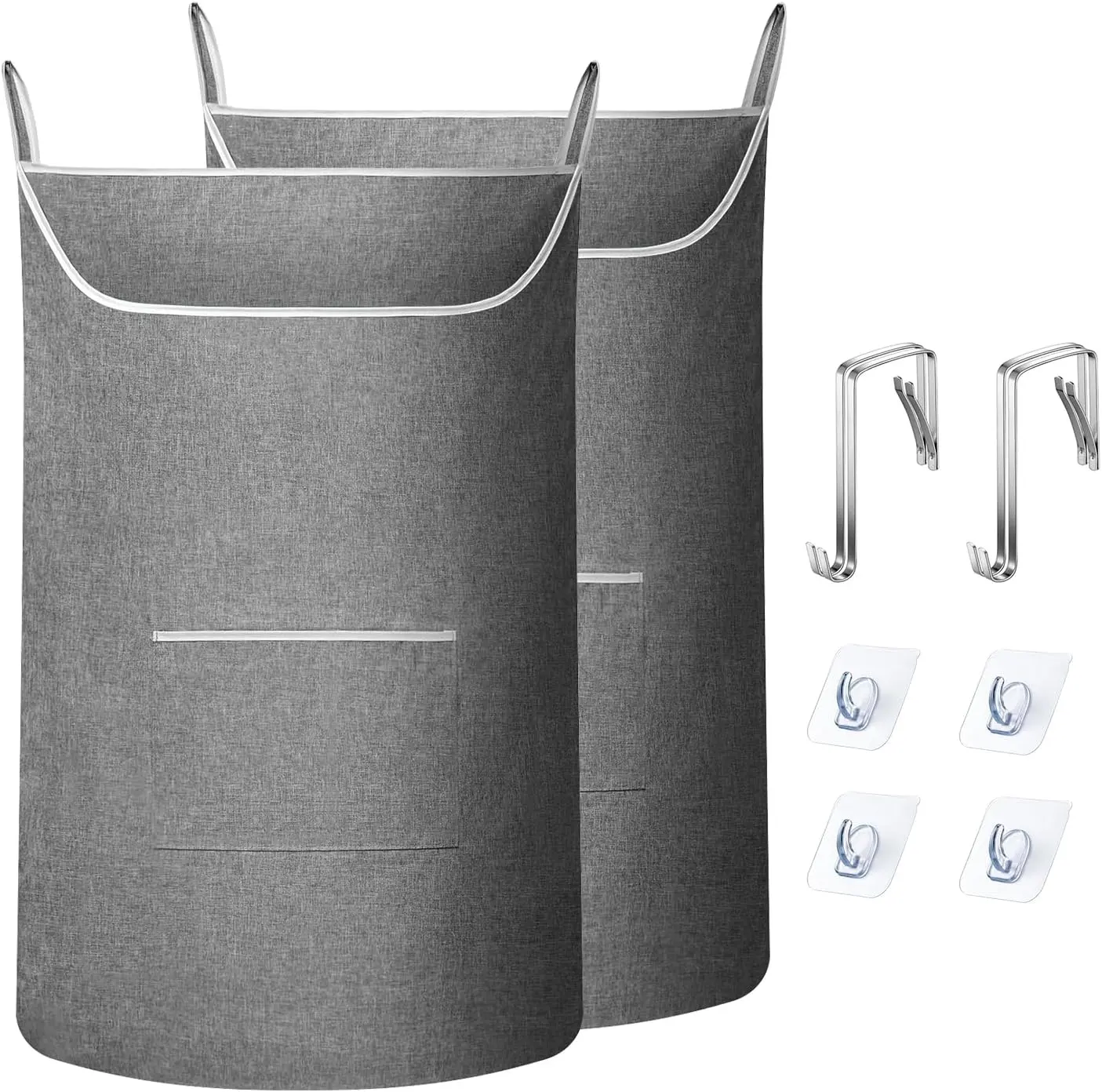 Hanging Laundry Hamper Bag with Hooks - 2-Piece Home Laundry Basket Set, Ideal for Clothes and Linen Organization