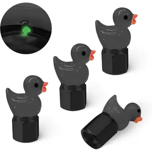 Tire Valve Stem Cap, 4 pcs Glow-in-The-Dark Cute Duckling Tire Valve Cap, Universal for Cars, Motorcycles, Trucks, and Bicycles