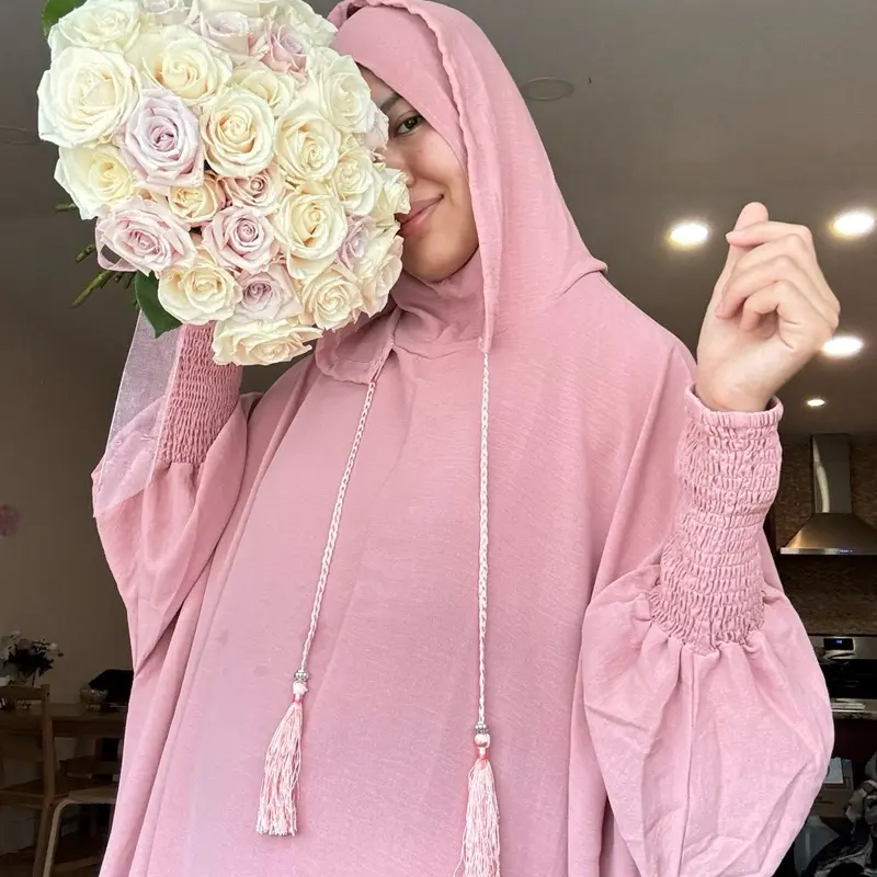 Elegant Modest Abaya Dress for Women - Soft Flowy Feminine Style with Oversized Comfort Fit, Hood Tassel Details, Loose Butterfly Sleeves, Ideal for Everyday Wear or Special Occasions