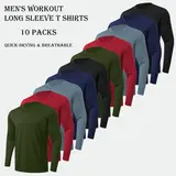 5/10 Pack Men’s Long Sleeve T Shirts Workout Tops for Men Lightweight Fall Top for men Spring/Autumn/Winter Shirts Absorbs Sweat Breathable Sports Tops Energetic Multi-Color Workout T Shirts Athletic Apparel For Gym Running Sports