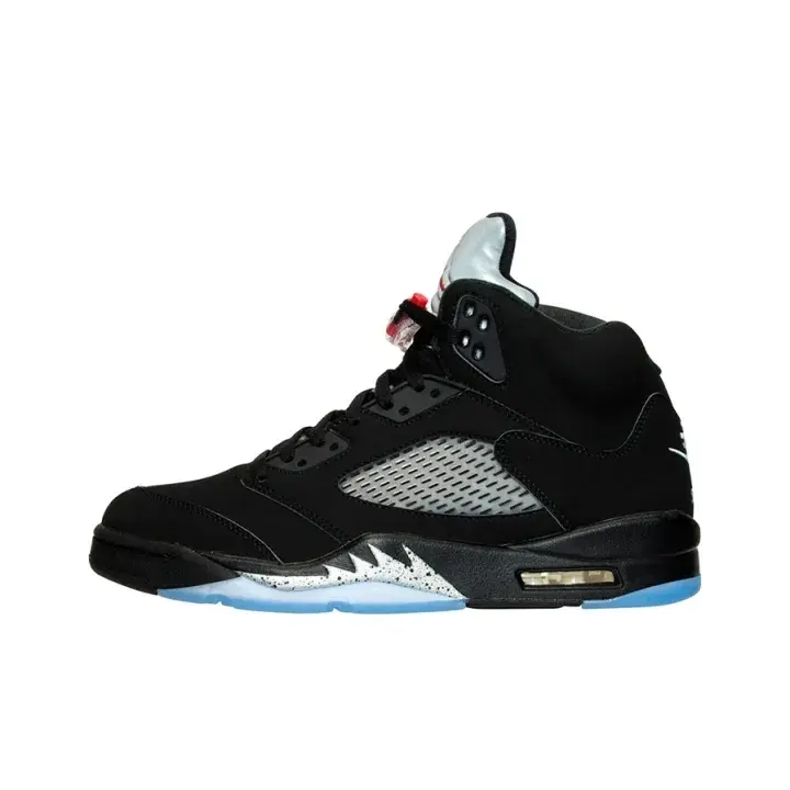 High top basketball sneakers black suede upper silver mesh speckled detail air cushion midsole translucent light blue outsole edgy street style match casual daily wear unisex trendy sport footwear