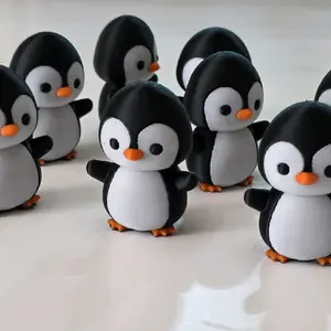Penguin mini figurines, 3d printed, 6 pack, cute funny play toy statue office home desk gift fun collectable gift minifigure