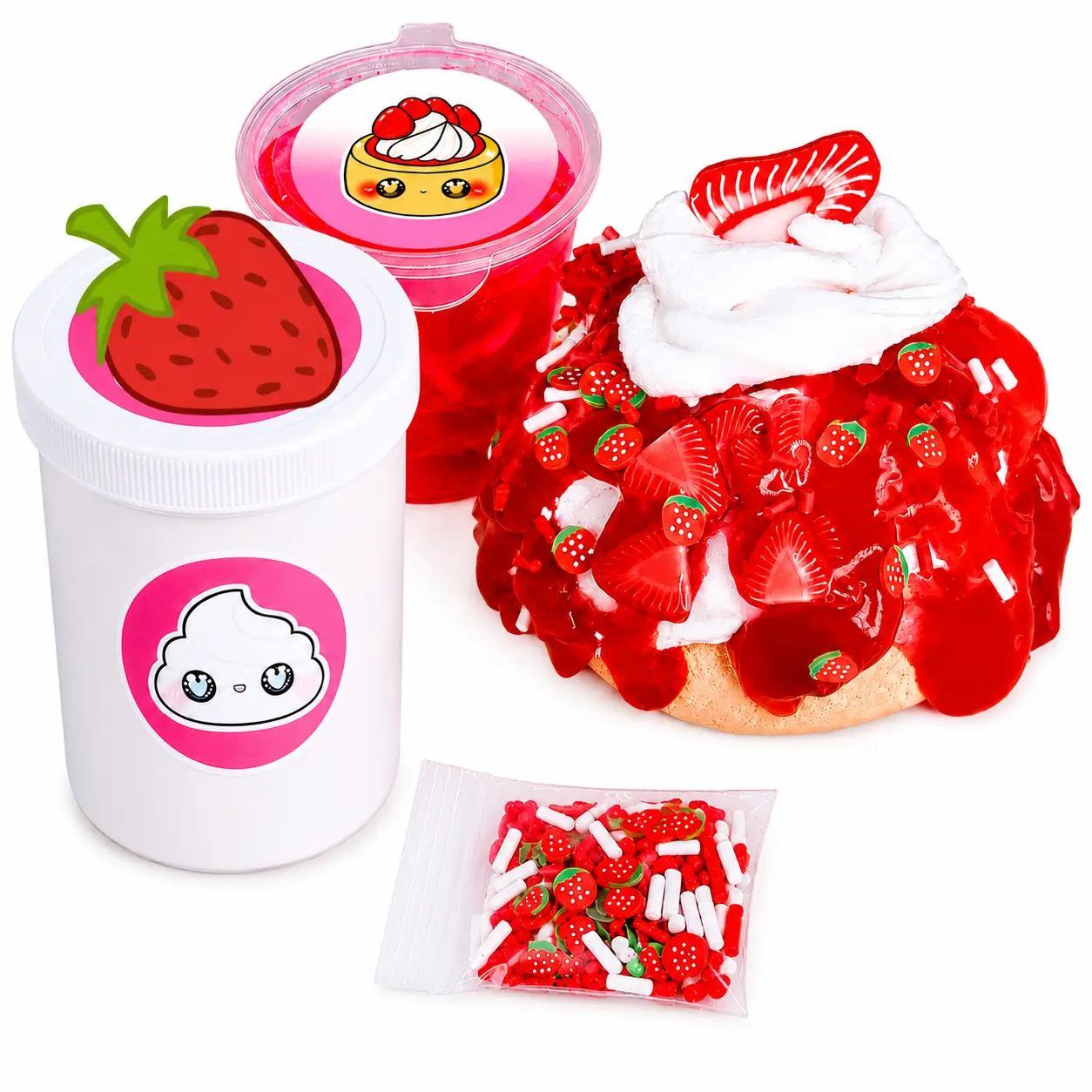 Scented Strawberry Pound Cake Slime Kit - DIY Soft, Creamy, Buttery Set with Clay, Squishy Novelty Toy for Kids (Includes Scented Slime)