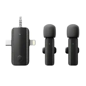Wireless Lavalier Microphone For iPhone Android, Mini Clip On Microphone With Noise Canceling For Live Streaming Recording Interview