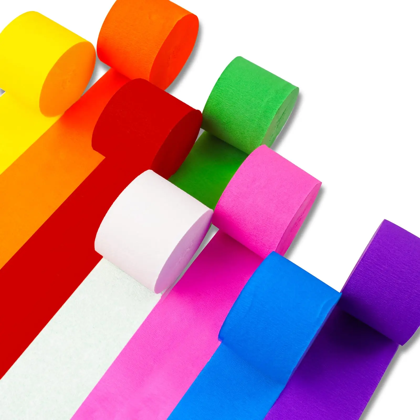 PartyWoo Rainbow Stripe Crepe Paper Streamers - 8 Rolls (1.8 inch x 82 ft Each, 656ft Total) Festive Decor Supplies, Party Event Props for Wedding, Baby Shower, Spring Decorations, Decorating