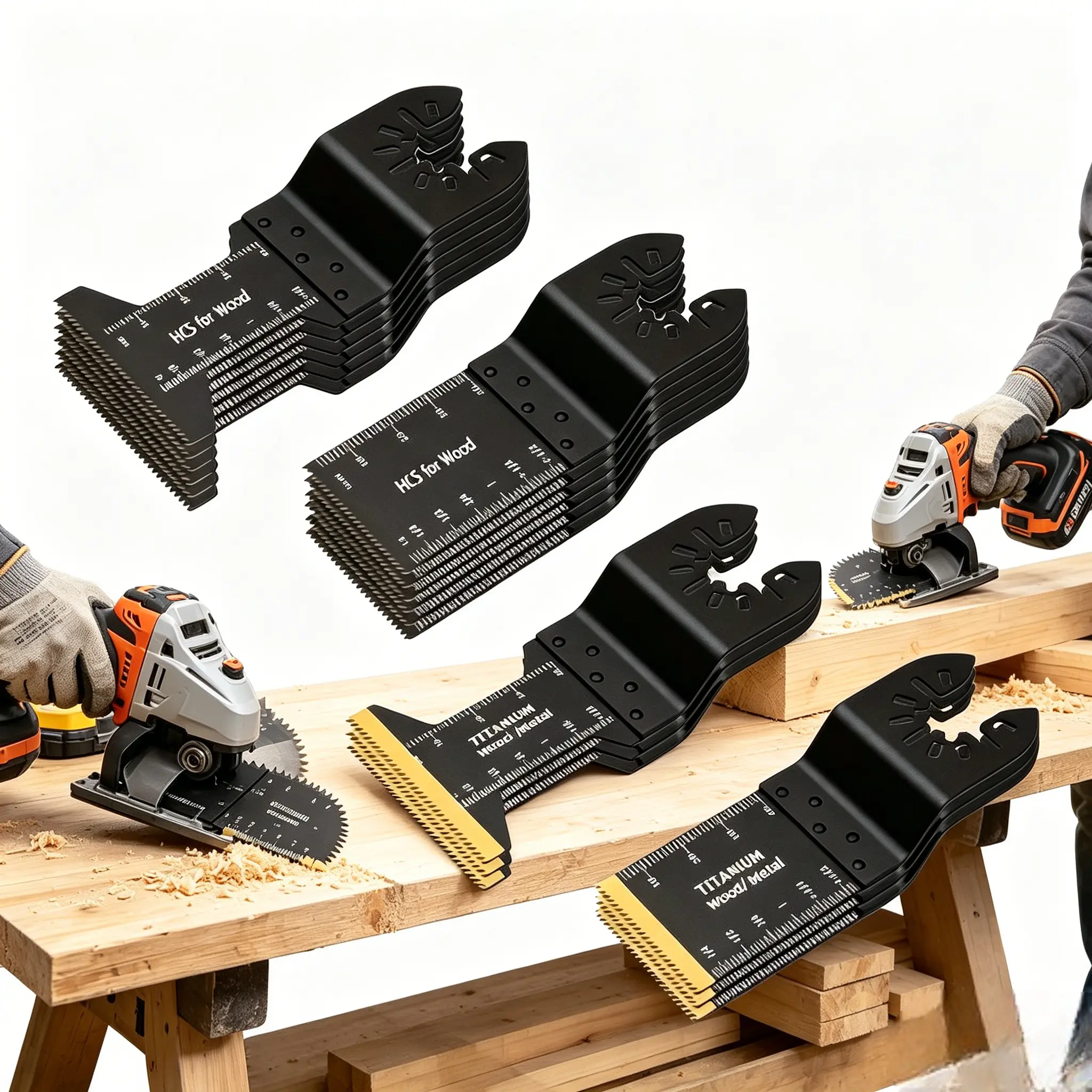 18PCS Oscillating Saw Blades, Professional Universal Titanium Multitool Blades for Wood Metal, Quick Release Multi Tool