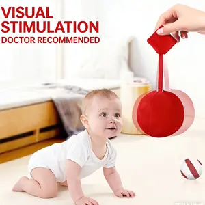 Baby safety vision training, chasing red balls, black and white balls, 3-color balls, grasping cloth balls, sensory early education toys suitable for 0+ children.