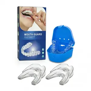 Custom Fit Mouth Guard for Teeth Grinding EVA Thermoplastic 4 Pcs Adults 2 Large 2 Small Anti-Grinding with Storage Box Comfortable & Reshapable