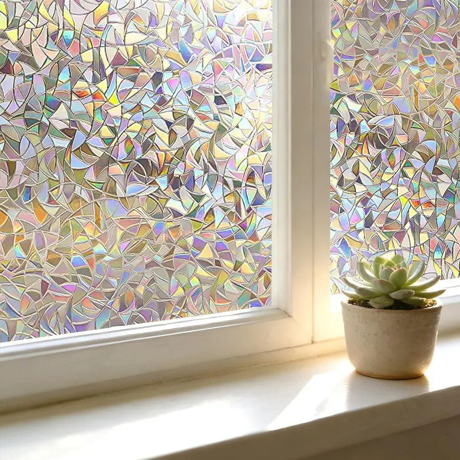 Moon Rainbow Frosted Privacy Glass Sticker, Vinyl Glass Decorative Film, Colorful Matte Window Decal, Static Adhesive, Home Decor, Decoration Sticker, No Glue Needed