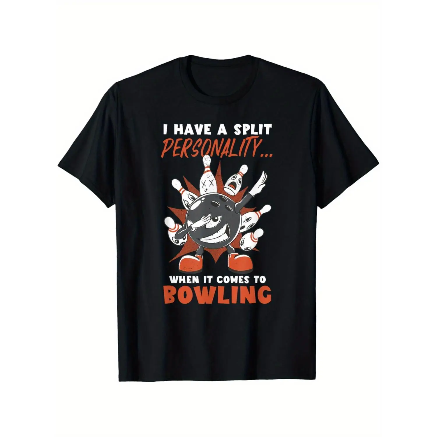 Men's Round Neck Bowling Graphic Shortsleeve T-Shirt - Loose Cut, High-Def Print, Soft Fabric, Breathable Menswear Apparel T-Shirt, Casual Streetwear Top
