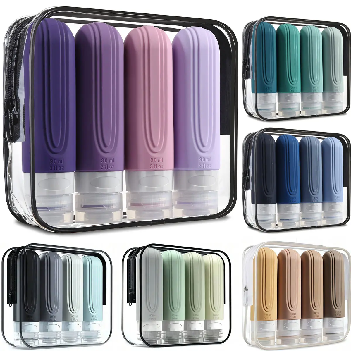 4pcs Silicone Travel Shampoo Subpackage Bottles, Makeup Container Set, Toiletry Storage for Travel, Ideal Gift for Friends (New Year, Birthday), Home Decor