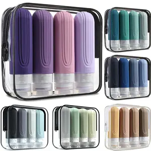 4pcs Silicone Travel Shampoo Subpackage Bottle Set for Home Decor Travel Weddings Parties Birthdays Gifts for Men Mom Dad Friends New Years Accessories Funny Gift Makeup Container Set Makeup Cosmetic Storage