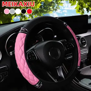 Rhinestone Decor Car Steering Wheel Cover, 1 Count Soft Comfortable Automotive Car Steering Wheel Protector, Car Interior Decoration Accessories for Women