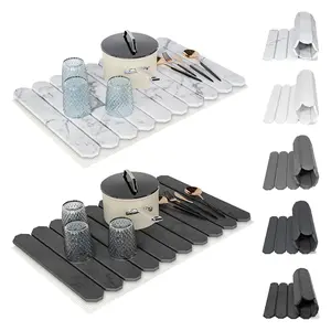 Large Stone Dish Drying Mat, 24" × 16" Quick Dry Collapsible Drying Dish Mats, Absorbent Diatomaceous Earth Mat for Kitchen Counter, Bottles, Cups