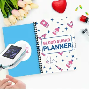 Blood pressure and blood sugar logbook, used for tracking blood glucose and diet. An essential item for diabetes management. It features a stylish and functional design, suitable for both household and hospital environments.