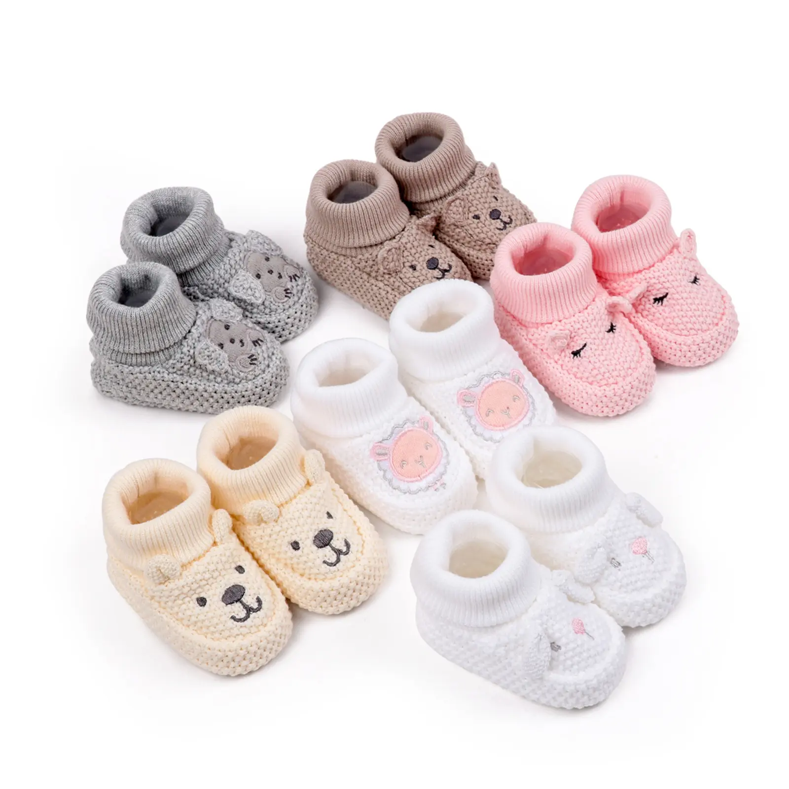 Canrulo Knitted Baby Booties with Ears Soft Infant Boots Comfortable Winter Shoes for Boys and Girls