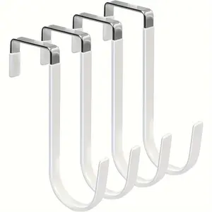 4 Pack Door Hangers Hooks With Rubber Prevent Scratches Heavy Duty Organizer Hooks For Living Room, Over The Door Hooks