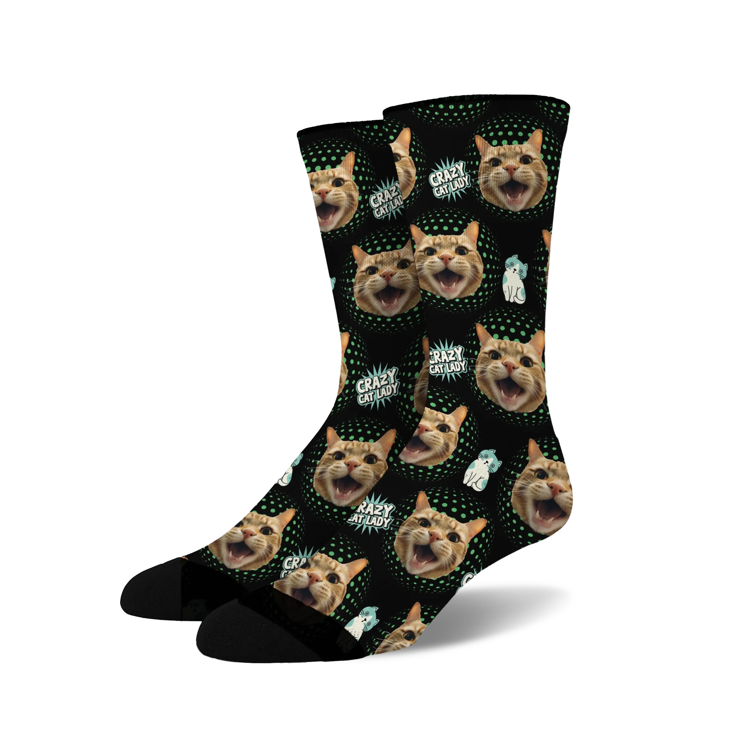 Custom Face Socks - Crazy Cat Lady