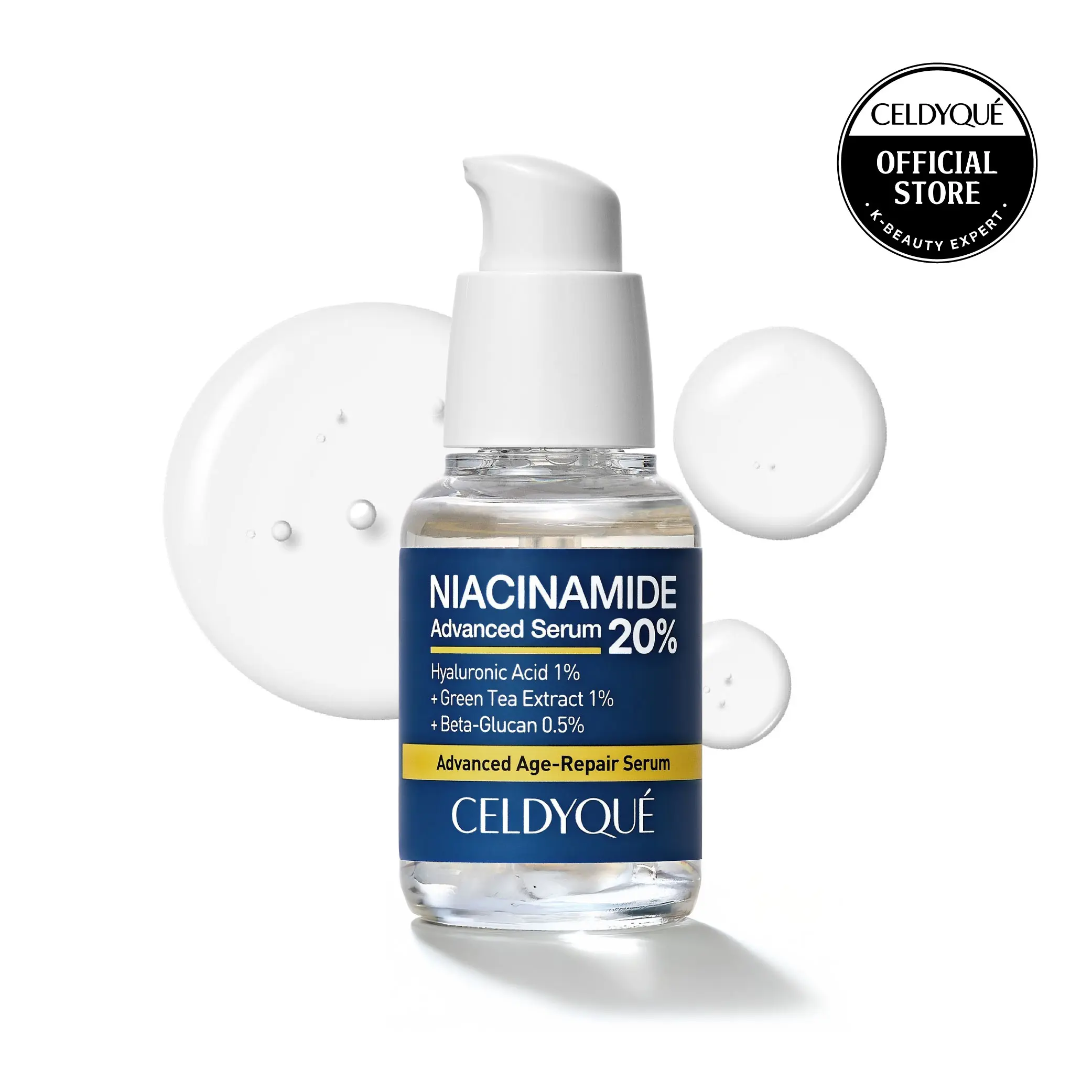 [CELDYQUE] Niacinamide 20% + Hyaluronic Acid Serum – Pore Minimizer | Brighter Skin Without Vitamin C Serums | Rose Water Base K-Beauty