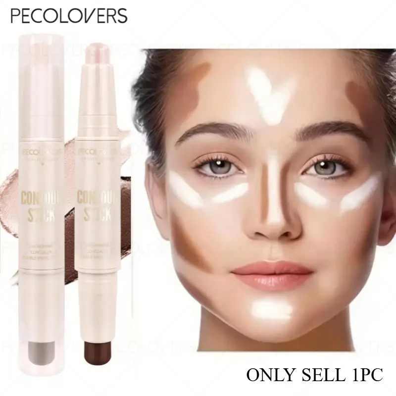 1pc Dual-Action Face Sculptor Stick - 2-in-1 Highlight & Contour with Versatile Color Selection, High-Coverage Formula & Skin-Like Finish, Easy Glide Application for Quick Makeup - Multi-Use Face Definer, Natural Highlighter, Bronzer Stick