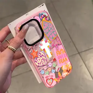 Cute sweet cool religious trendy stickers artistic and fashionable dual color TPU full coverage phone case suitable for iPhone 17 16 15 14 13 12 11 Plus/Air/ProMax/Pro, it makes an ideal gift for friends or family.
