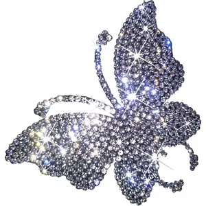 2 Pack Crystal Car Decoration Stickers Butterfly Bling Crystal Rhinestone Car Sticker Decal,Decorate Cars Bumper Window Laptops Luggage Rhinestone Sticker,Decoration Bling Bling Interior Accessories