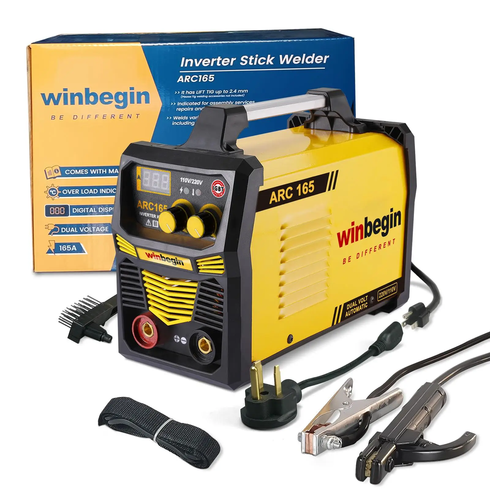 Inverter Stick Welder with Digital Display, Industrial 5300W MMA Portable Electric Welding Machine, Heavy Duty Professional Soldering Equipment, Handh