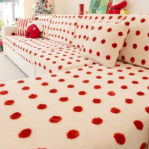 Christmas Plush Sofa Slipcover, Soft Sofa Protector, Anti-Slip Durable Full Coverage, Christmas Theme Home Decor, Cat Scratch Resistant, Winter Gift