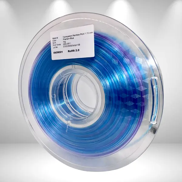 Texas Colorful Filaments Phantom Blue Transparent Rainbow PLA Filament – 1.75mm, 1kg, Blue-Purple Gradient