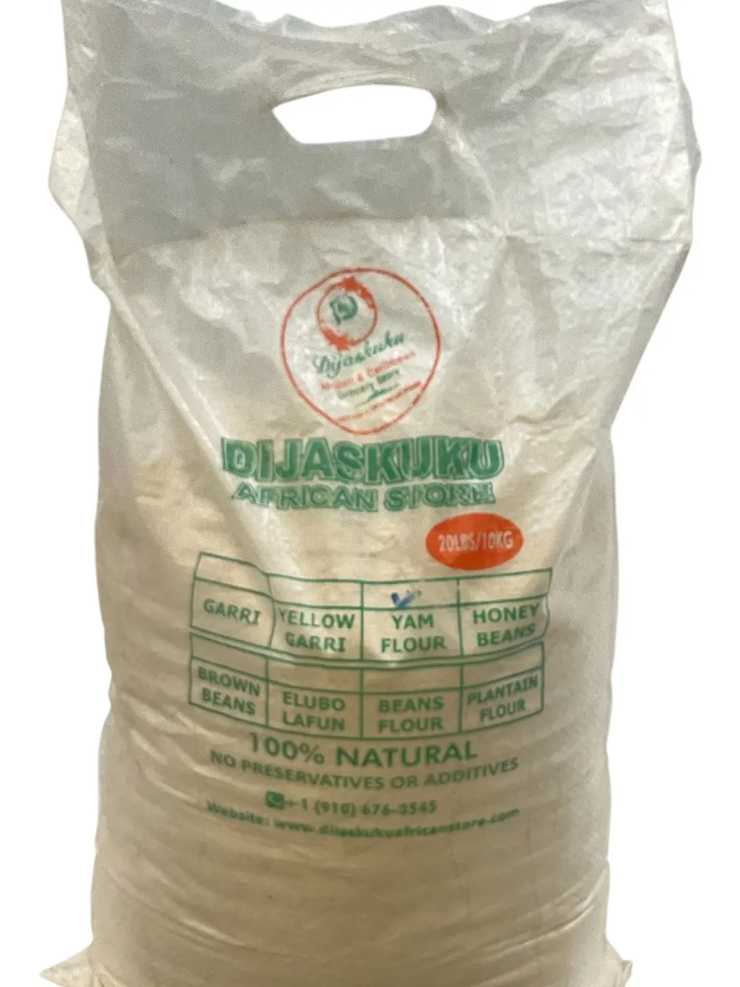 Dijaskuku Premium Organic Fat-Free Smoke-Free Yam Flour (Elubo Isu) - Amala Staple Food, Available in 10lbs, 20lbs Sizes