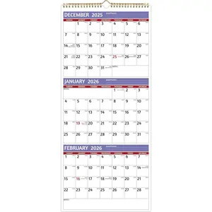 2026 Wall Calendar - 3 Month Calendar 2026 Vertical, Jan 2026 - Dec 2026, 3 Month Wall Calendar 2026, 11 x 26 In Open, 2026 Calendar with Large Print, Holidays, Thick Paper, Priorities & Notes,