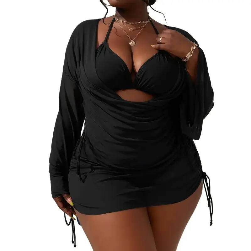 black dress tummy control One-Shoulder Cutout Shapewear Mini Dress | Tummy Control