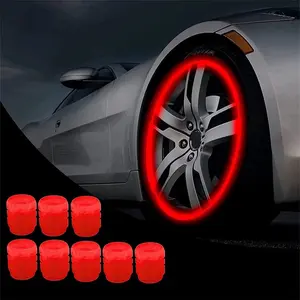 4-8Pcs Car Tire Valve Stem Caps Glow in the Dark Fluorescent