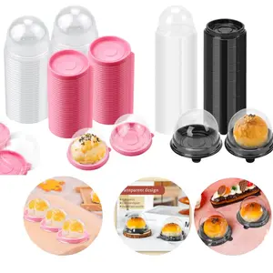 200pcs Black/Pink Mini Personal Cupcake Containers (2.8x2 inches / 2.75x2 inches) Small Cake Single Container Box, Mini Cupcake Box for Cheese, Pastries, Desserts, Mooncakes