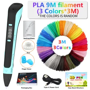 3D Printing Drawing Pen Set - DIY Drawing and Printing Tool, 9M PLA Refills Filament, Finger Protectors, Sketchbook, and Base，Multi-Mode DIY Craft Tool with LCD Screen, Ideal for Youngsters' Art & Fun, Perfect Birthday or Christmas Gift