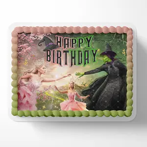 Wicked Princess Movie Glinda Elphaba Edible Cake Image Topper Birthday Cake Banner 1/4 Sheet