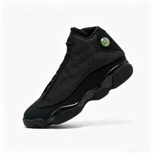 Men's All Black High Top Basketball Shoes Shock Absorption Non-Slip Sports Sneakers