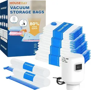 15 Pack Travel Vacuum Storage Bags with USB Electric Pump|Travel Organiser Set - Ultra-Compact, Lightweight Space Savers for Clothing & Travel Essentials Insert