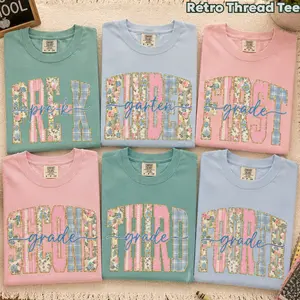 Comfort Colors Teacher Shirt, Back To School Tee, Retro Floral Teacher Gift, Pre-K Kindergarten 1st 2nd 3rd 4th Grade, Full Size, Full Color