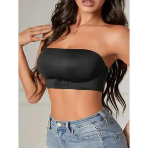 Women’s Strapless Seamless Bra, Wireless Front Button Bralette with Smooth Support, No Padding Comfortable Fit for Daily Wear, Layering, Lounge & Casual Outfits